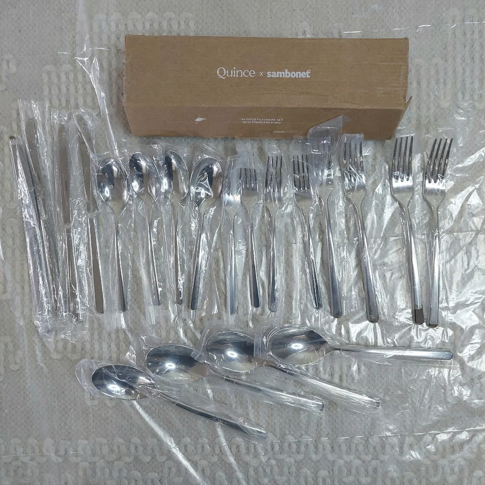 NEW! Quince- Sambonet Gia Minimalist 40 Piece Stainless Steel Flatware Set! (7)_6